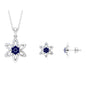 Created Blue Sapphire Flower Jewelry Set with Diamond
