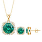 Certified Lab Grown Emerald Necklace and Earring Set for Women