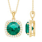 3.5 Carat Round Cut Lab Created Emerald and Diamond Bridal Necklace