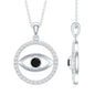 Lab Created Black Diamond Evil Eye Necklace with Moissanite