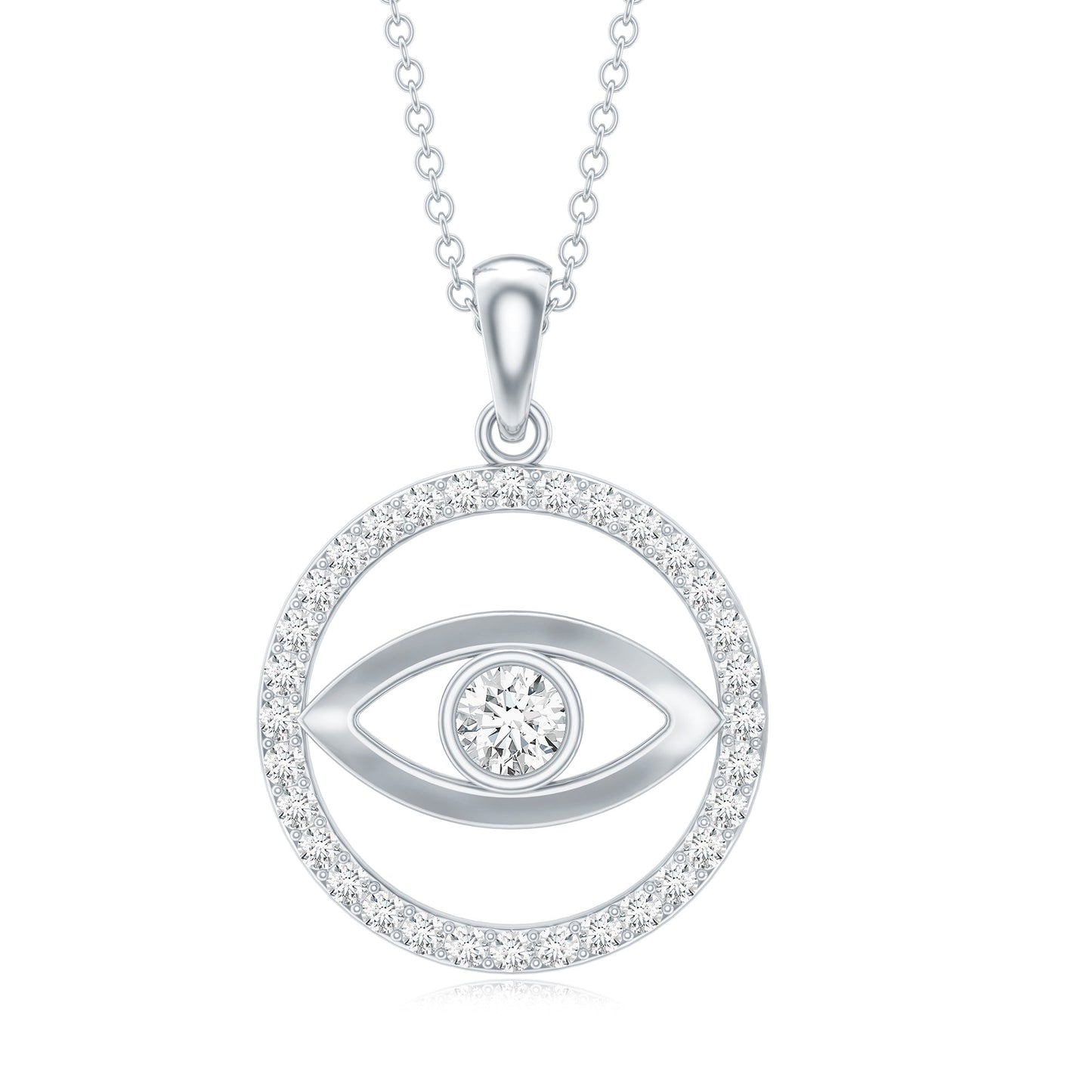 Certified Moissanite Evil Eye Pendant with Eternity