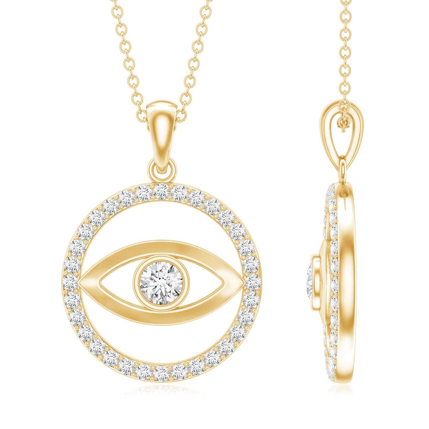 Certified Moissanite Evil Eye Pendant with Eternity