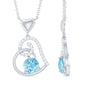 0.8 Carat Aquamarine and Diamond Heart Drop Pendant