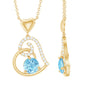 0.8 Carat Aquamarine and Diamond Heart Drop Pendant