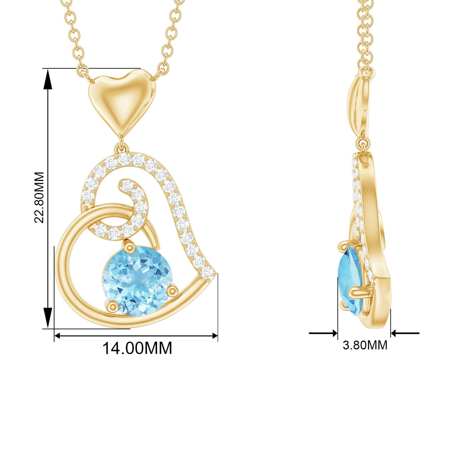 0.8 Carat Aquamarine and Diamond Heart Drop Pendant