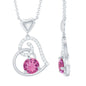 1.2 Carat Certified Pink Tourmaline and Diamond Heart Drop Pendant