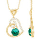 0.8 Carat Lab Created Emerald and Diamond Heart Drop Pendant