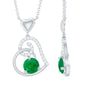 0.4 Carat Emerald and Diamond Heart Drop Pendant
