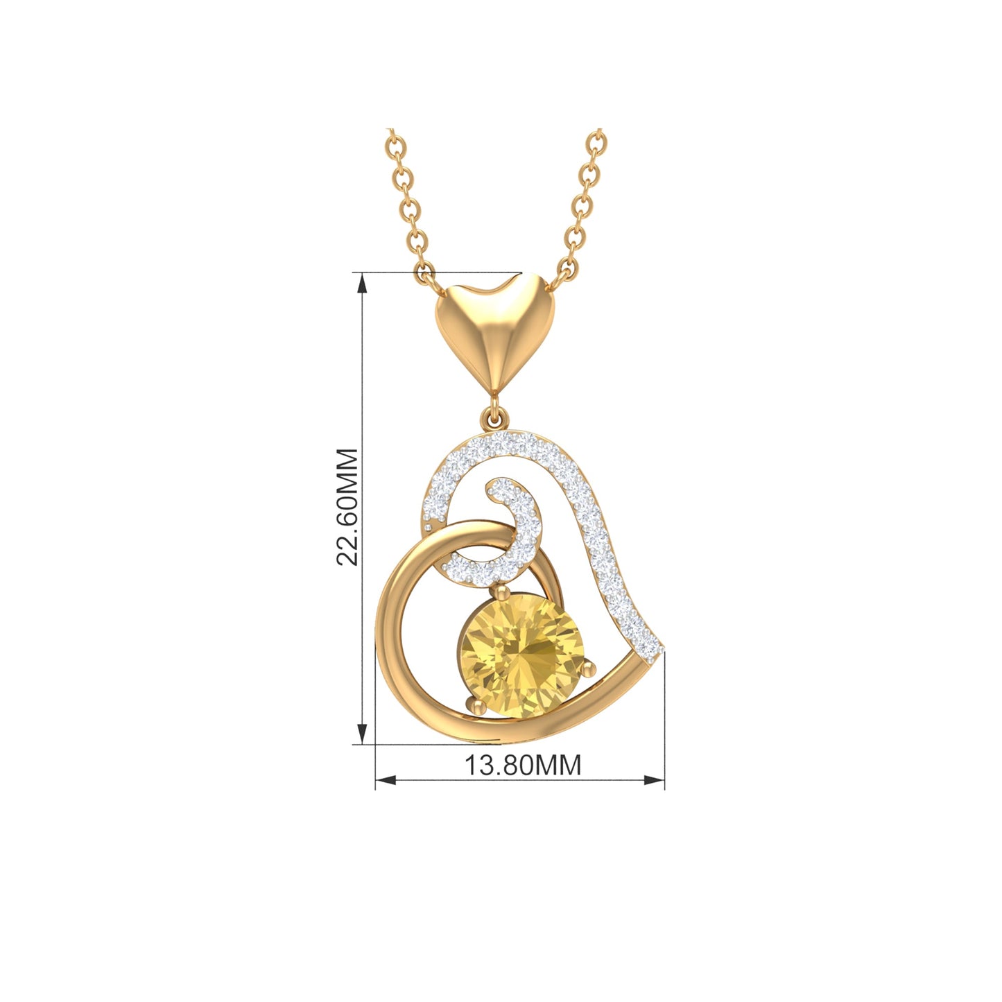 1.2 Carat Citrine and Diamond Heart Drop Pendant