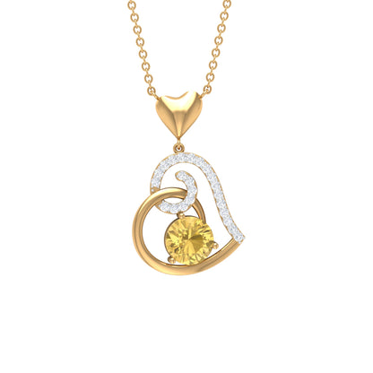 1.2 Carat Citrine and Diamond Heart Drop Pendant
