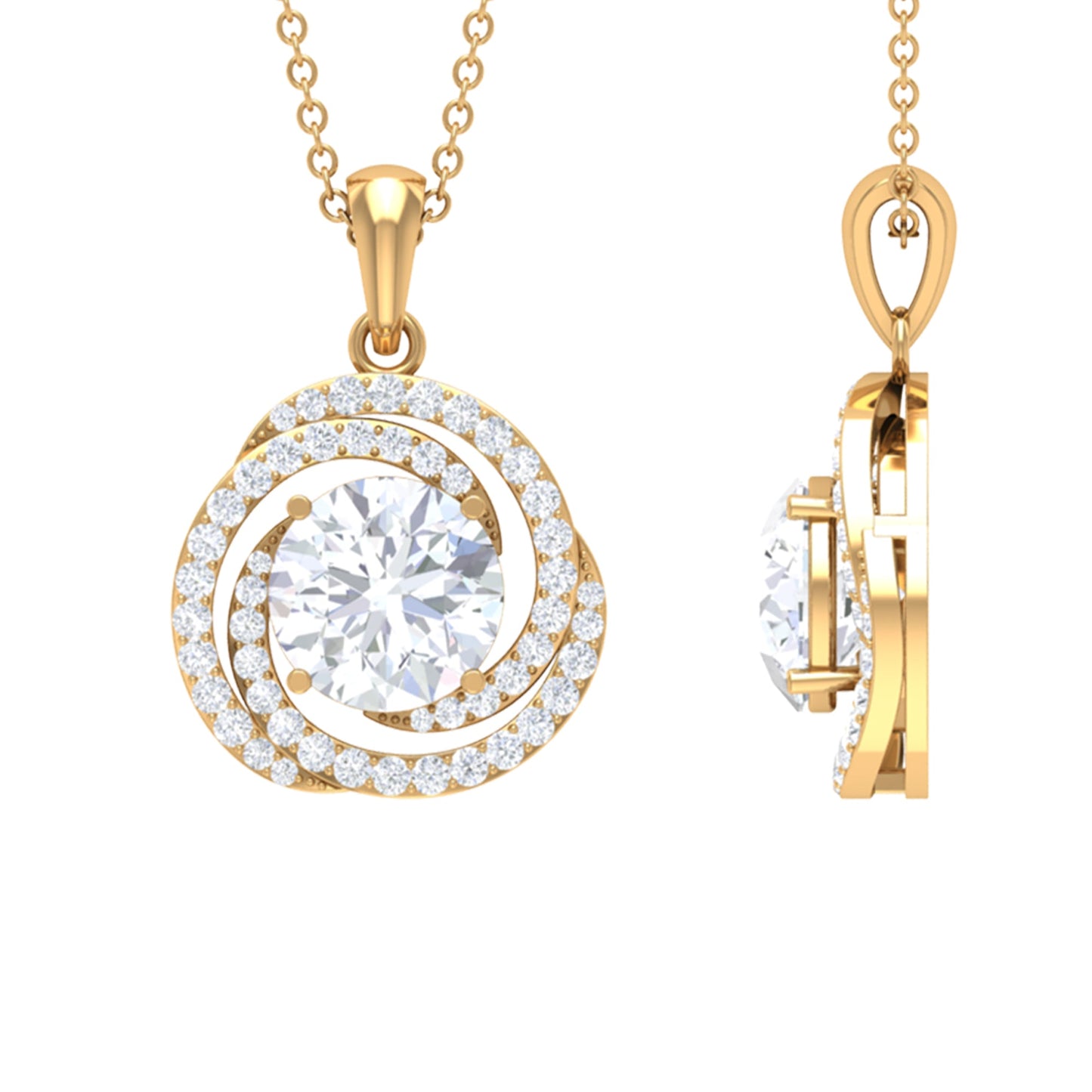 2 CT Certified Moissanite Swirl Pendant Necklace