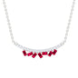 Baguette Cut Ruby Cluster Necklace with Diamond