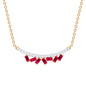Baguette Cut Ruby Cluster Necklace with Diamond