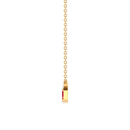 Baguette Cut Ruby Cluster Necklace with Diamond