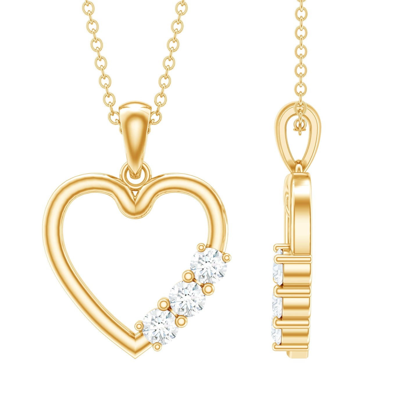 Simple Moissanite Open Heart Pendant Necklace