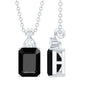Natural 1.8 Carat Black Onyx Emerald Cut Necklace With Chain
