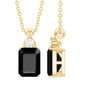 Natural 1.8 Carat Black Onyx Emerald Cut Necklace With Chain