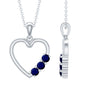 Natural Blue Sapphire Heart Pendant Necklace for Women