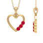 Natural Ruby Open Heart Pendant Necklace for Women