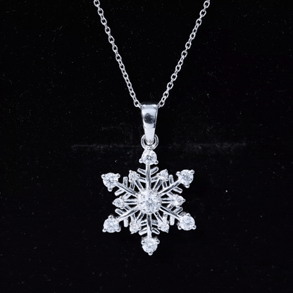 Certified Classic Moissanite Snowflake Pendant Necklace With Chain