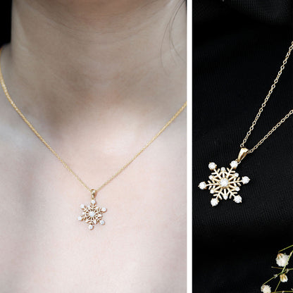 Certified Classic Moissanite Snowflake Pendant Necklace With Chain