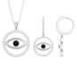 Black Onyx Evil Eye Necklace and Earrings Set with Certificate
