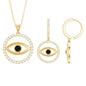 Black Onyx Evil Eye Necklace and Earrings Set with Certificate