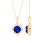 Vintage Inspired Lab Grown Blue Sapphire and Diamond Necklace