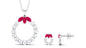 Certified Lab Created Ruby and Moissanite Eternity Necklace and Earrings Set