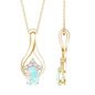 Natural Oval Ethiopian Opal and Moissanite Teardrop Necklace With Chain
