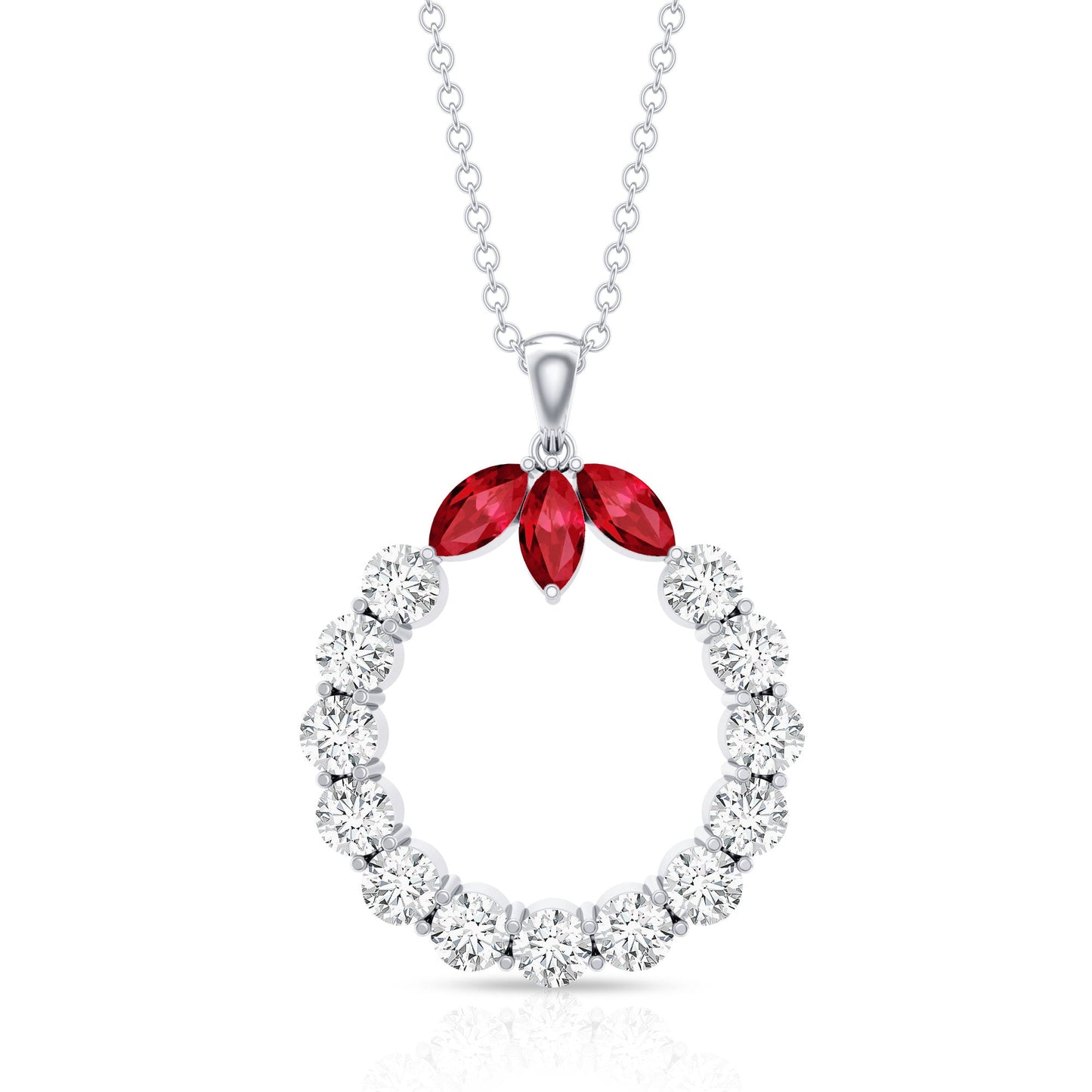 Lab Created Ruby and Moissanite Eternity Pendant Necklace