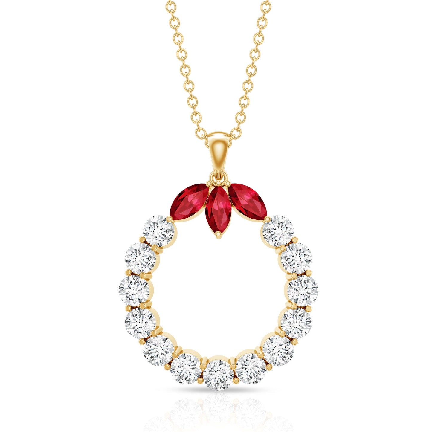 Lab Created Ruby and Moissanite Eternity Pendant Necklace