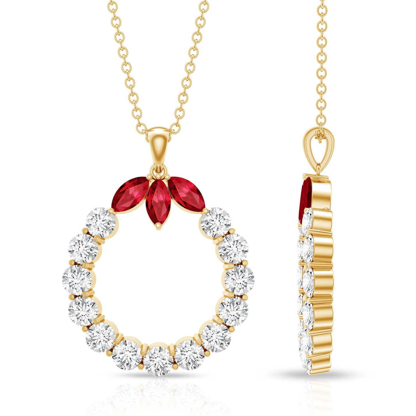 Lab Created Ruby and Moissanite Eternity Pendant Necklace