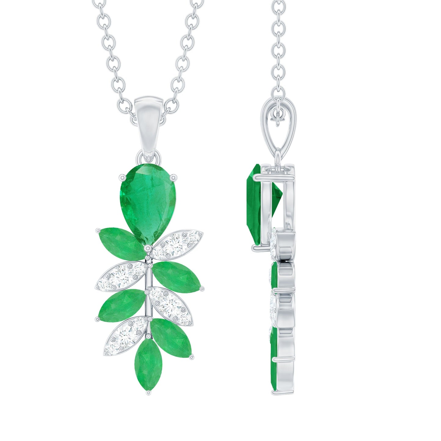 Genuine Emerald and Diamond Designer Bridal Necklace