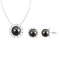 24 Carat Tahitian Black Pearl Modern Necklace and Earrings Set