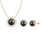 24 Carat Tahitian Black Pearl Modern Necklace and Earrings Set