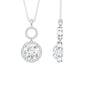 2 Carat Round Moissanite Wedding Dangle Necklace with Halo