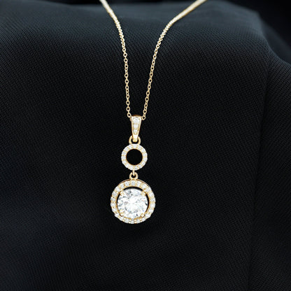 2 Carat Round Moissanite Wedding Dangle Necklace with Halo