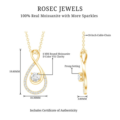 Certified Moissanite Infinity Pendant Necklace for Women