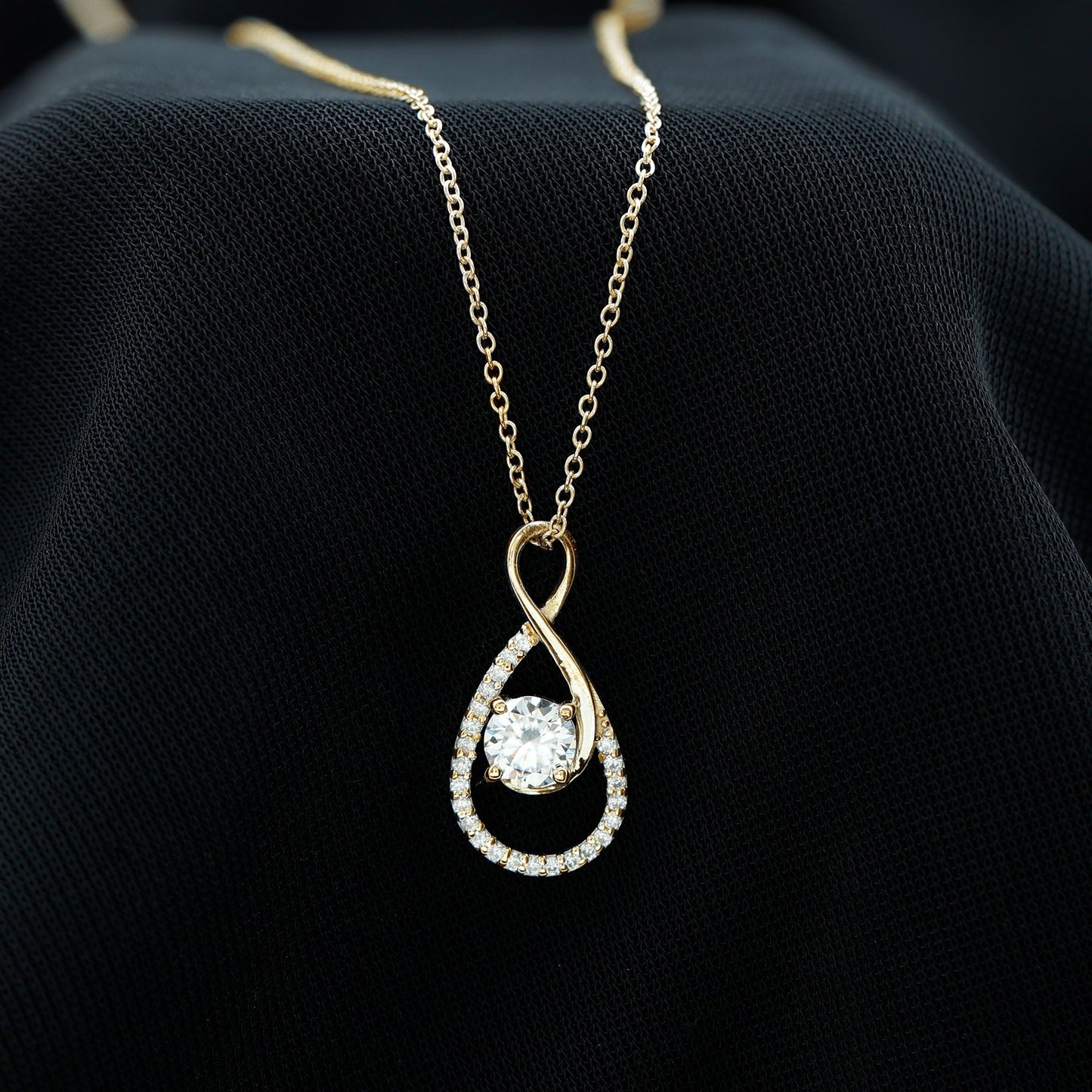 Certified Moissanite Infinity Pendant Necklace for Women