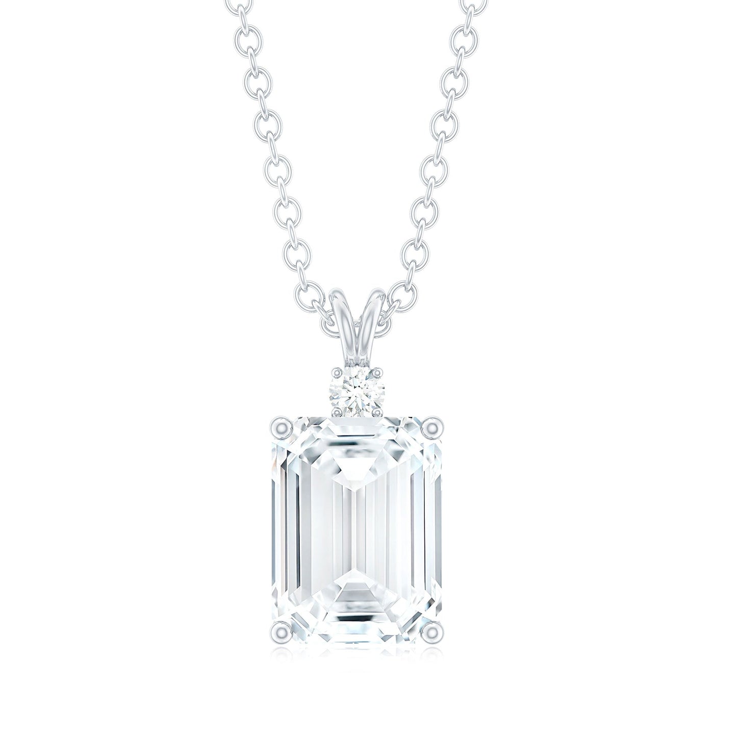 1.8 Carat Solitaire Moissanite Emerald Cut Pendant Necklace