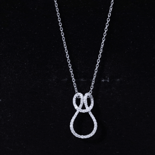 Certified Moissanite Twisted Infinity Necklace with Silver Chain