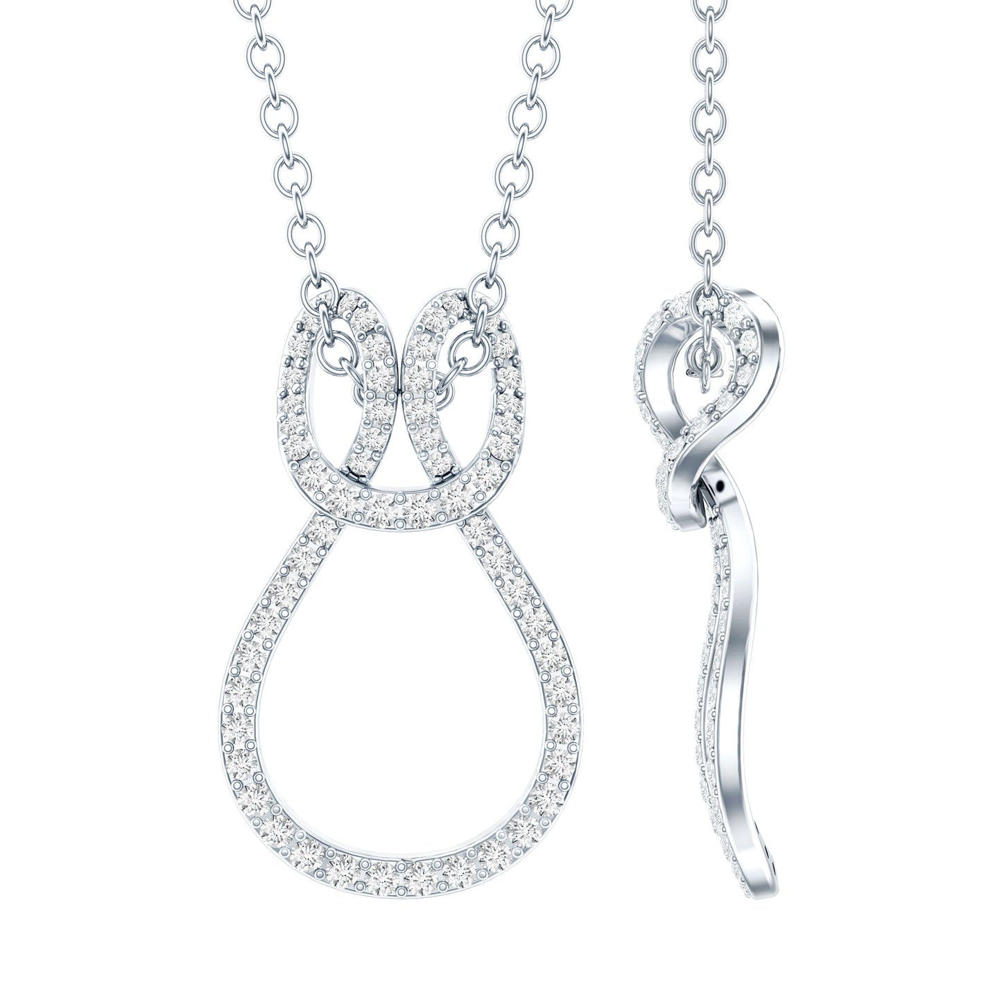 Certified Moissanite Twisted Infinity Necklace with Silver Chain