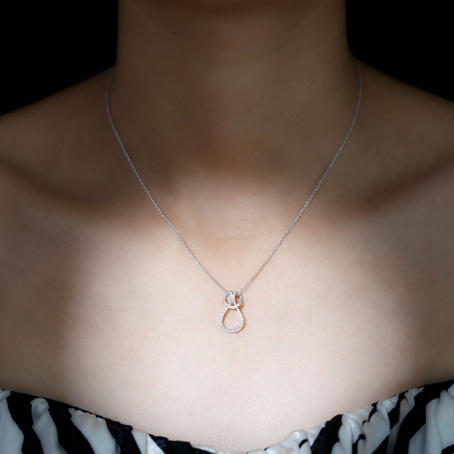 Certified Moissanite Twisted Infinity Necklace with Silver Chain
