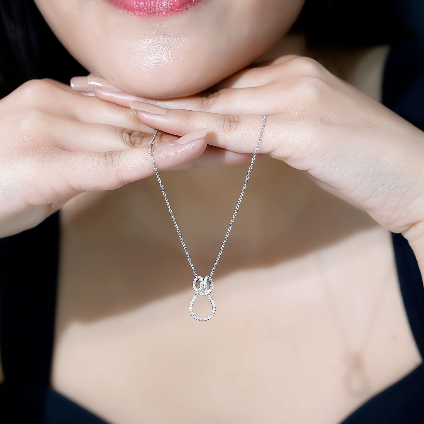 Certified Moissanite Twisted Infinity Necklace with Silver Chain
