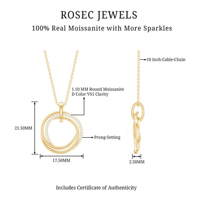 Womens Moissanite Eternity Necklace With Chain