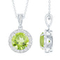 2 Carat Round Peridot and Diamond Halo Pendant Necklace
