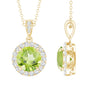 2 Carat Round Peridot and Diamond Halo Pendant Necklace