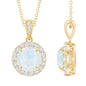Claw Set 0.85 Carat Round Moonstone and Diamond Halo Pendant