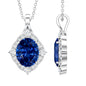 Lab Grown Blue Sapphire and Diamond Vintage Necklace